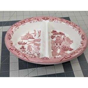 Churchill Willow Rosa Pink Divided Dish England